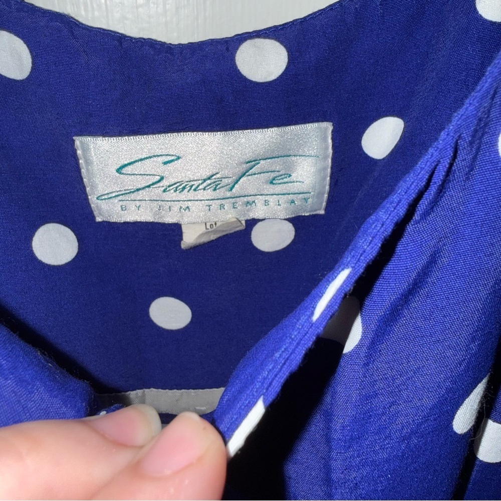 Vintage 1980’s Dress | Royal Blue w/ White Polka Dots | Rockabilly - Picture 3 of 14